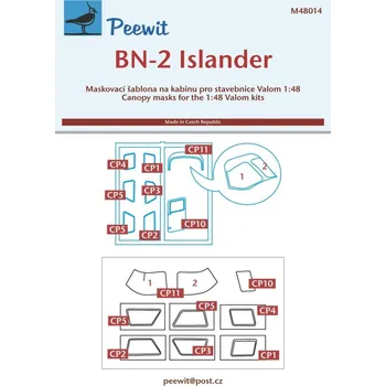 Plastikový model Peewit 1/48 Canopy mask BN-2 Islander (VALOM)
