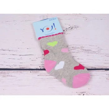 Ponožky YO šedé se srdíčky velikosti ponožek: 14-15 ( EUR vel. 20-22)