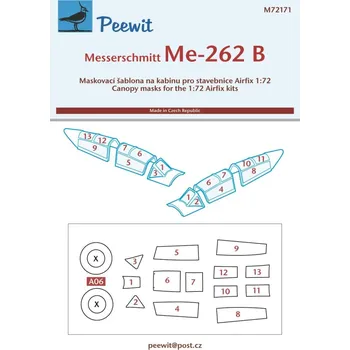Plastikový model Peewit 1/72 Canopy mask Messerschmitt Me-262B (AIRFIX)