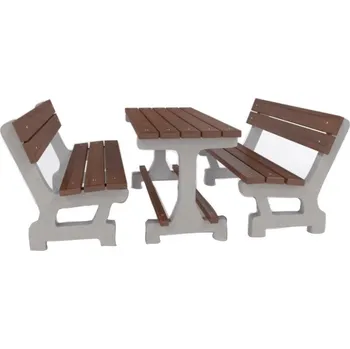 Zahradní lavice Betonový venkovní set BALE (s plastovým recyklátem) 150 cm Vymývaný