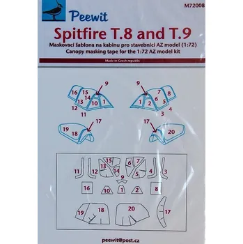 Plastikový model Peewit 1/72 Canopy mask Spitfire T.8/T.9 (AZ MODEL)