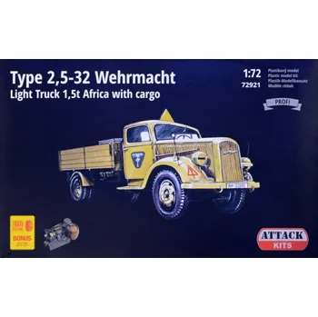 Plastikový model Attack Hobby Kits 1/72 Type 2,5-32 Wehrmacht 1,5t Truck Africa&cargo