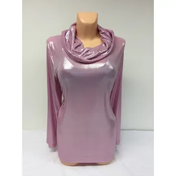 Dámské šaty Společenský lesklý rolák TEMA, Barva Růžová, Velikost L 42 , Materiál 98% Polyester 2% Lycra