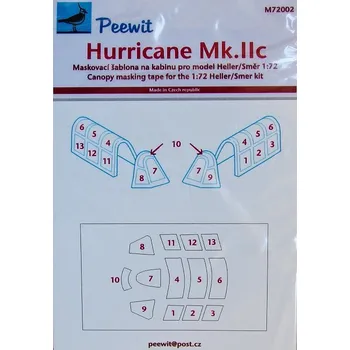 Plastikový model Peewit 1/72 Canopy mask Hurricane Mk.IIc (SMER/HELL)