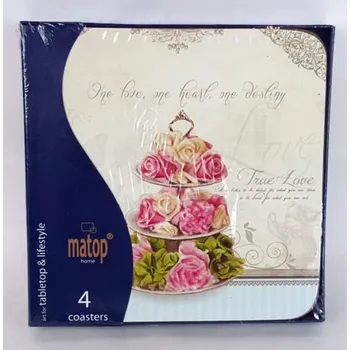 prostírání Korkové prostírání pod skleničky True Love /10,5*10,5/ - 4 ks