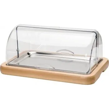 Podnos chladící WOOD, rolovací víko, nerez plato GN1/1, dřevo Třešeň