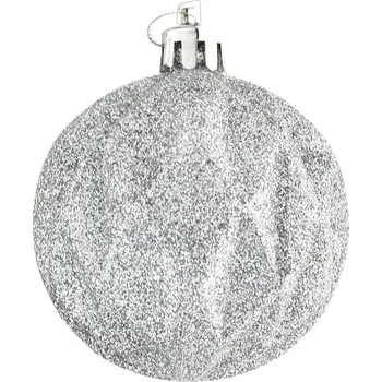 Vánoční dekorace H&S collection Vánoční koulička (6cm) - Stříbrná, se třpytkami, tvarovaná, 1ks