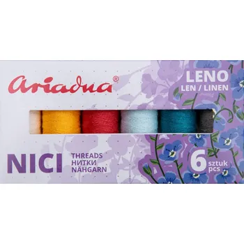 Nit sada lněných nití Sky Leno 40/70m 6barev
