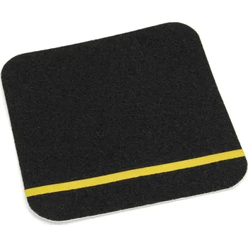 Výstražná páska Černá korundová protiskluzová páska s reflexním pruhem (dlaždice) FLOMA Reflective - délka 14 cm, šířka 14 cm, tloušťka 0,7 mm