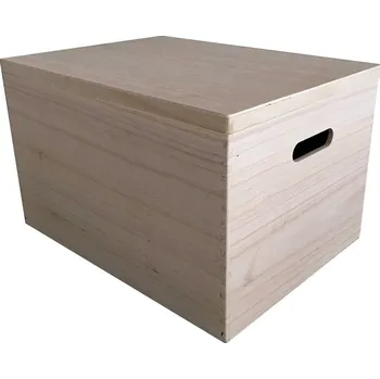Úložný box Asko Dřevěná bedýnka přírodní s víkem 40 x 30 cm