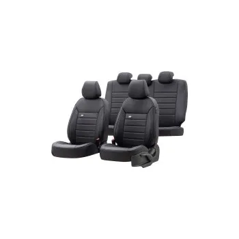 Potah sedadla UNI potahy sedadel design Premium materiál kůže, barva černá - 11-ti dílná sada (vhodné i pro sedadla s bočními airbagy)