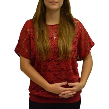 Dámská halenka Krajková halenka Ina do lemu červená Velikost Ina: 40,