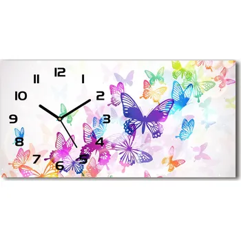 Hodiny Skleněné hodiny na stěnu Barevní motýli