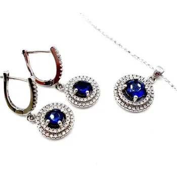 Souprava šperků Stříbrná souprava s tmavě modrým tanzanitem a zirkony