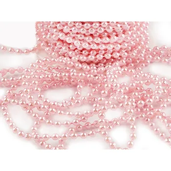 Vánoční ozdoba Stoklasa 310194 vánoční perlový řetěz 24 m růžový