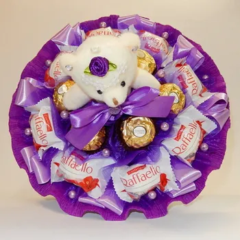 umělá květina Ateliér Confetti Kytice s bonbony a medvídkem - Karolína