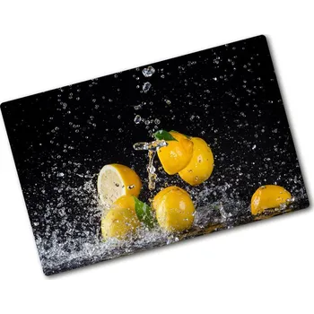 Kuchyňské prkénko Deska na krájení chleba skleněná Citrony a voda