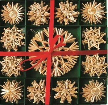 Vánoční dekorace Anděl Přerov Slaměné ozdoby v krabičce 52 ks