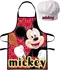 Kuchyňská zástěra Euroswan Dětská zástěra s čepicí Mickey červená
