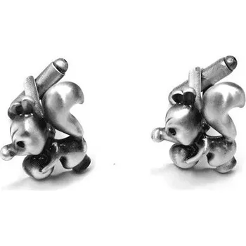 Manžetový knoflíček Manžetové knoflíčky veverka s oříškem S patinou