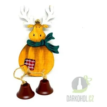 Vánoční dekorace Dřevěný sob 23cm