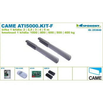 Set CAME ATI5000.KIT-F s pohony pro 2 křídlové brány do průjezdu až 10 m, ATI 5002 mini