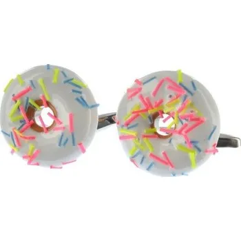 Manžetový knoflíček Manžetové knoflíčky koláček donut s bílou polevou