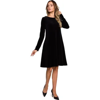 Dámské šaty Společenské sametové šaty MOE M566 černé EU velikost: XXL