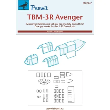 Plastikový model Peewit 1/72 Canopy mask TBM-3R Avenger (SWORD)