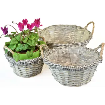 Květináč Vingo Proutěný Květináč s látkou a uchy Rozměry (cm): 18x14