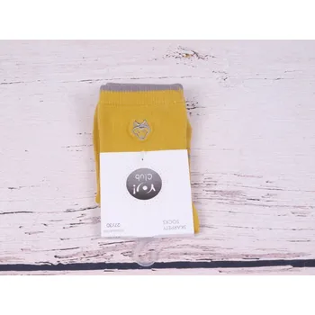 Ponožky YO módní žluté barvy s hlavou vlka velikosti ponožek: 14-15 ( EUR vel. 20-22)