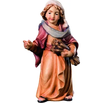 Vánoce Ornatis Pastýřka s Polínkama Provedení: Přírodní bez malování, Velikost stojících figur dospělých postav: 6 cm Dřevěná vyřezávaná socha Pastýřka s Polínkama