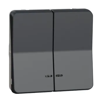 vypínač SCHN MUR35228 Mureva Styl - Tlačítko dvojité řazení 1/0+1/0So s orientační kontrolkou, IP55, Antraci