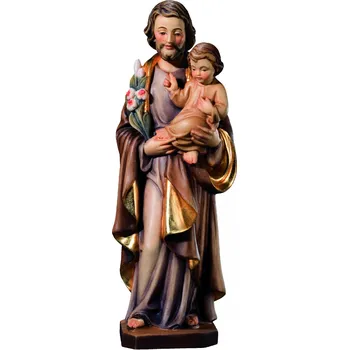 Vánoce Ornatis Svatý Josef s dítětem Provedení: Malovaná, Velikost stojících figur dospělých postav: 8 cm Dřevěná vyřezávaná Socha Svatého Josefa s Dítětem