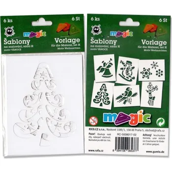 Rico Magic papírové šablony na malování 6 ks 11 x 14 cm, Vánoce sada H
