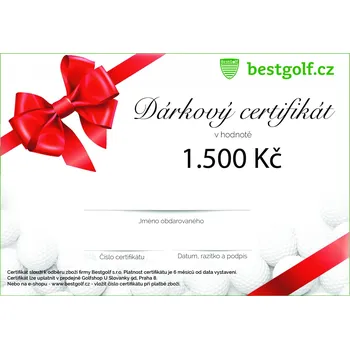 Dárkový potravinový koš Bestgolf Dárkový certifikát pro golfistu v hodnotě 1500 Kč Design certifikátu: S červenou mašlí