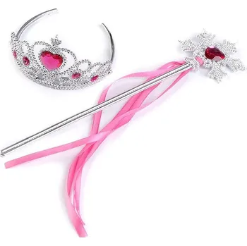 Karnevalový kostým Karnevalová sada / korunka - ledová královna, barva 1 růžová pink
