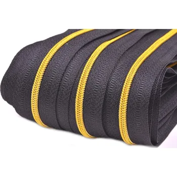 Zip spirálový metráž GS No 3 zlatý, barva Černá/zlaté zuby