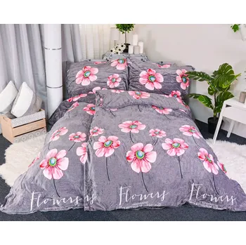 Povlečení Aaryans Flower šedé 140 x 200, 70 x 90 cm zipový uzávěr