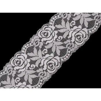 Krajka Elastická krajka / vsadka šíře 80-100 mm, barva 1 (100 mm) bílá