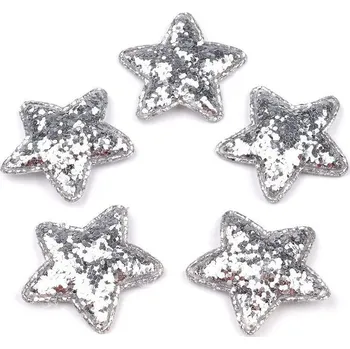 Vánoční dekorace Hvězda s glitry Ø35 mm, barva 1 stříbrná