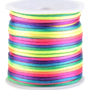 Příze Saténová šňůra duhovaná Ø2 mm, barva Duhovaná