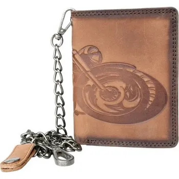 Peněženka Kožená peněženka z velmi pevné kůže s motorkou - s 45 cm dlouhým řetězem