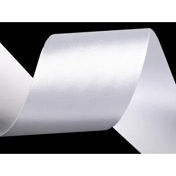 Atlasová stuha oboulící svazky po 5 m šíře 50 mm, barva 100 bílá