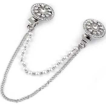 Spona dragoun s broušenými kamínky a perlami, barva 1 crystal platina