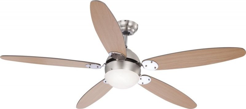 Globo 0308 stropní svítidlo s ventilátorem Azura 1x60W | E14 - s tahovým vypínačem + GE 93063990 LED žárovka 1x7W | E27 | 470lm | 2700K - bílá