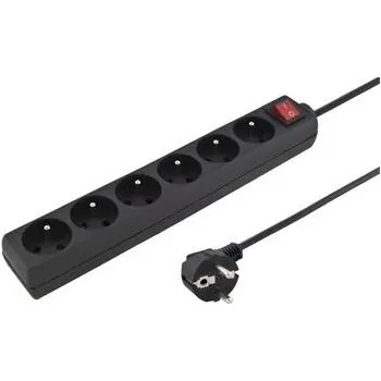 Prodlužovací kabel PremiumCord Prodlužovací přívod 230V 3m 6 zásuvek + vypínač, černý
