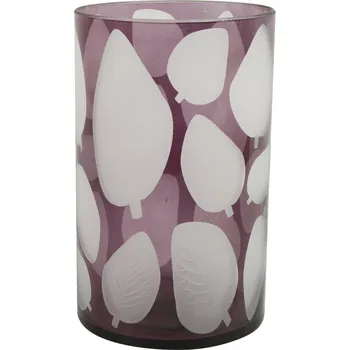 Svícen Skleněný svícen Zora, lila s listem 25x15 cm (121419 036 769436 svícen XL lila)