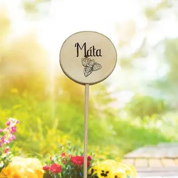 Zahradní dekorace Dřevěný zápich Máta - posl. 2ks