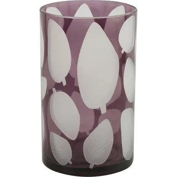 Svícen Skleněný svícen Zora, lila s listem 20x12 cm (121418 036 769435 svícen L lila)